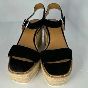 Crown Vintage Platform Espadrille Sandals Black Size11